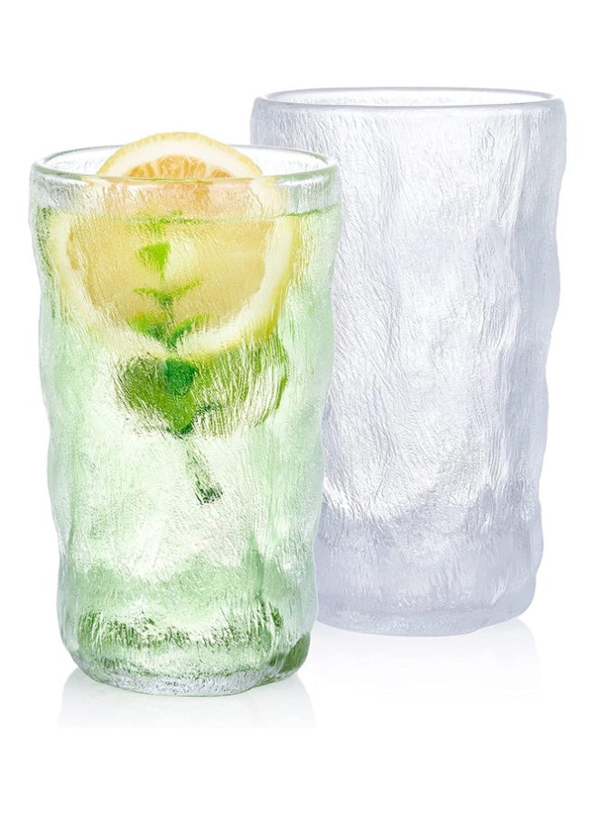 Crazy Boss 4pc Glacier Glass Cup Set (450ml) - Hammered Texture Whiskey & Cocktail Tumblers - Aesthetic Heat-Resistant Drinking Glasses - Image 1