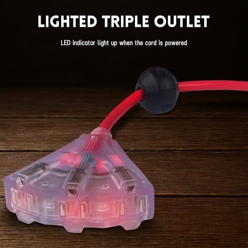 EP Retractable Extension Cord Reel,75 Feet 14 AWG/3C SJTOW Heavy Duty Power Cord,10 AMP Circuit Breaker, 3-Lighted Triple Outlets,Ceiling or Wall Mount Use Indoor, Red - Image 5