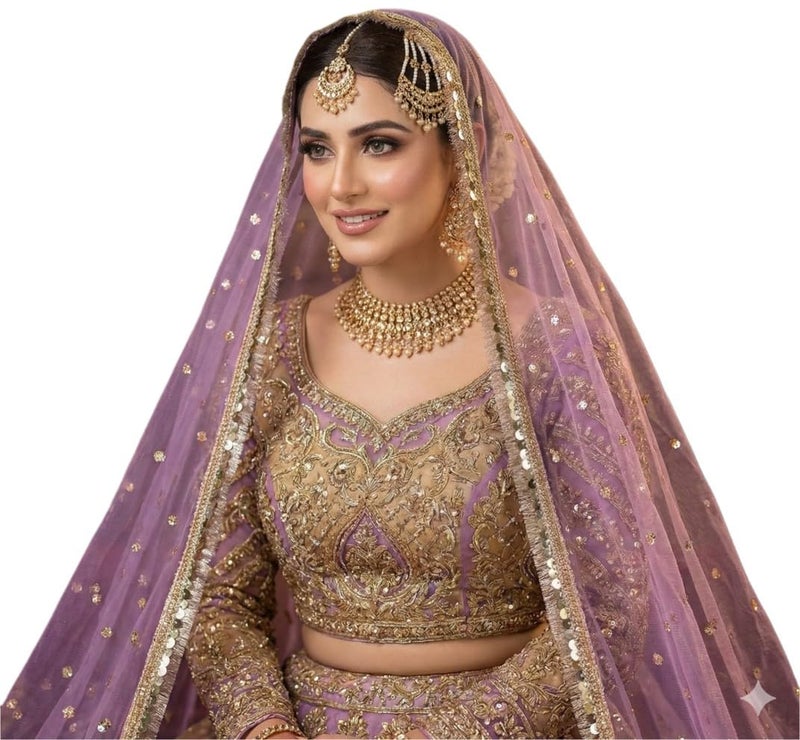 Navti Creations Women's Lightweight Net Dupatta With Sequence Embroidery & Kiran Border (Length 2.25m) (Pyazi Pink) - Image 1