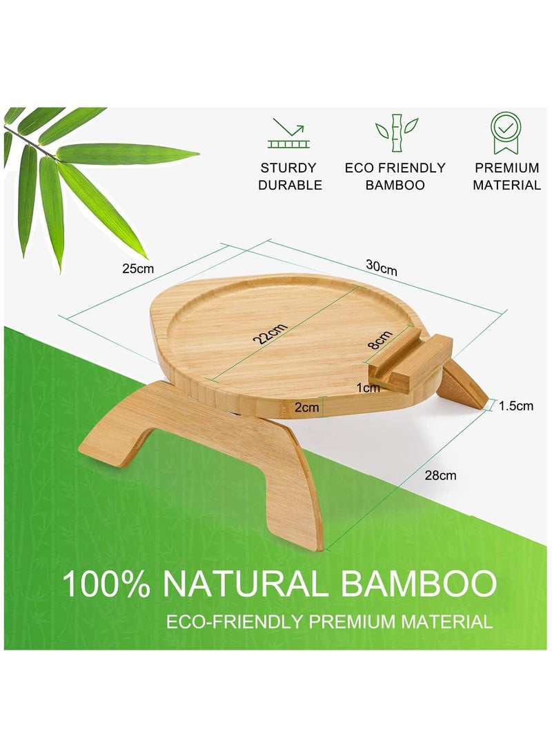 Arabest - Sofa Arm Tray Table with 360° Rotating Phone Holder - Bamboo Clip-On Couch Armrest Table for Eating, Drinking, Snacking, and Remote Control - Image 1