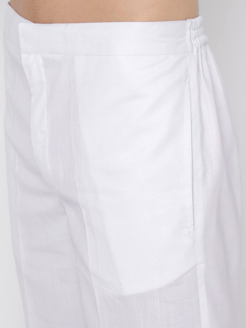Royal Kurta Men's White Cotton Pant Style Pyjama 2 Side Pockets Easy Fly (2XL, White) - Image 3