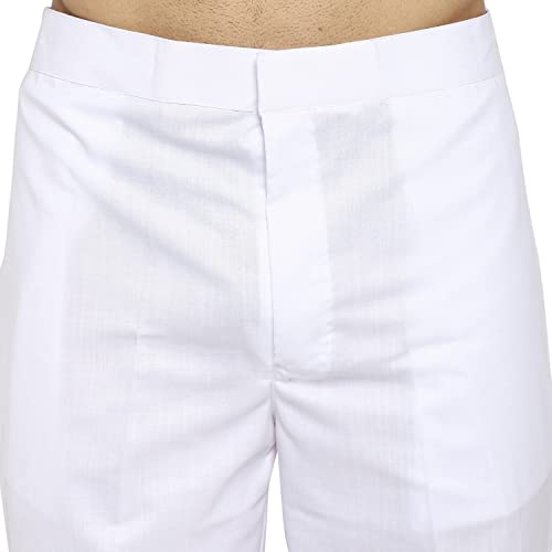 Royal Kurta Men's White Cotton Pant Style Pyjama 2 Side Pockets Easy Fly (2XL, White) - Image 2