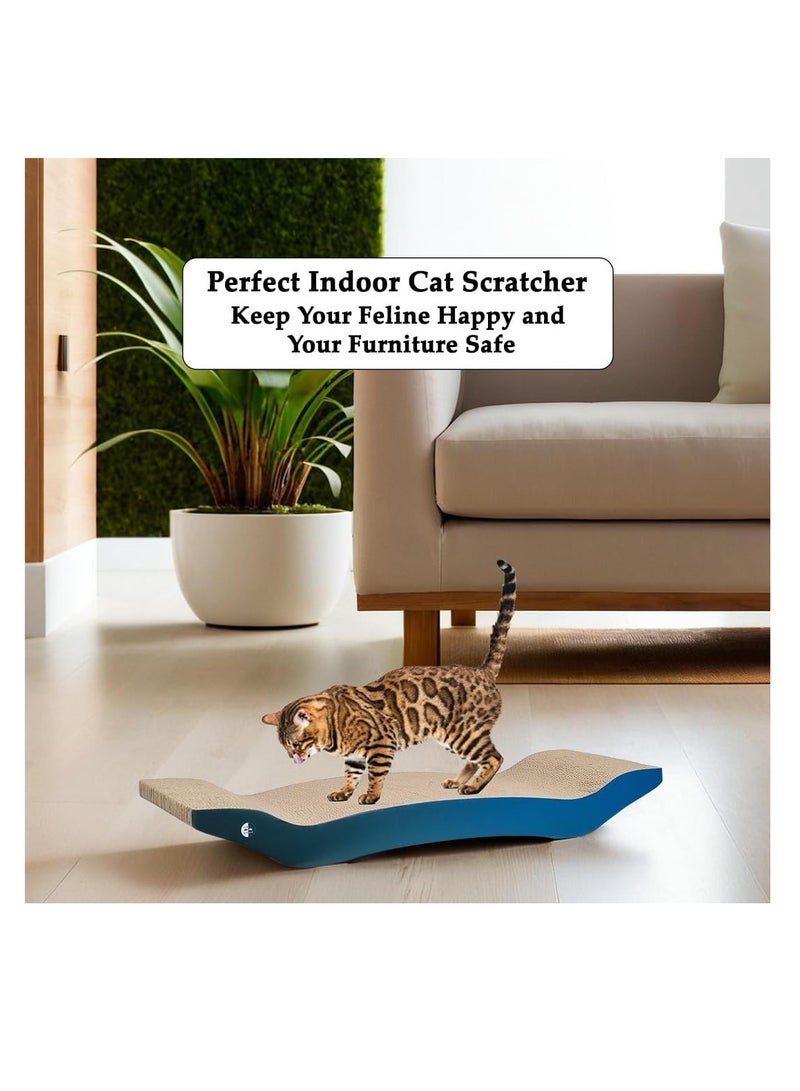 أن ان سي بيتس لوح خدش للقطط والقطط الصغيرة داخل المنزل، متين وقابل لإعادة التدوير، مصنوع من الورق المقوى المموج، ونبات النعناع البري، وتصميم قابل للعكس، ملحق للعناية بمخالب القطط 64 سم (أزرق) - Image 3