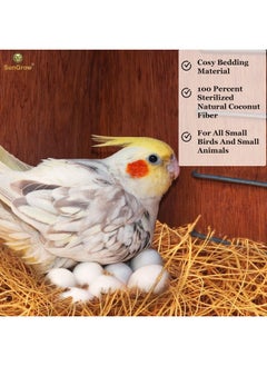 SunGrow SunGrow Finch Coconut Fiber, Loose Bedding Substrate for Birds Nest Cages, Nesting Material for Budgie Hummingbird Canary Parakeet (3 oz)  - Image 3