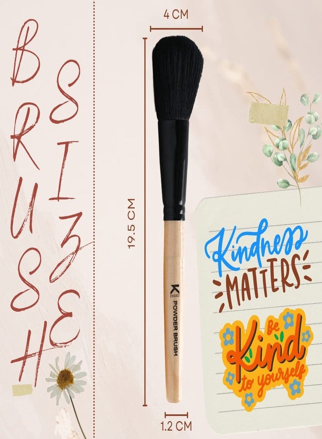 KINDED Powder Face and Neck Makeup Brush Professional Series for Makeup Beauty with Smooth Soft Synthetic Hair Bristles Anti Rust Aluminium Ferrule Natural Wooden Handle Grip - Image 2