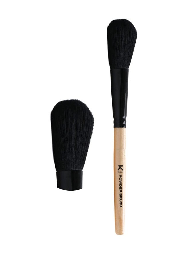 KINDED Powder Face and Neck Makeup Brush Professional Series for Makeup Beauty with Smooth Soft Synthetic Hair Bristles Anti Rust Aluminium Ferrule Natural Wooden Handle Grip - Image 1