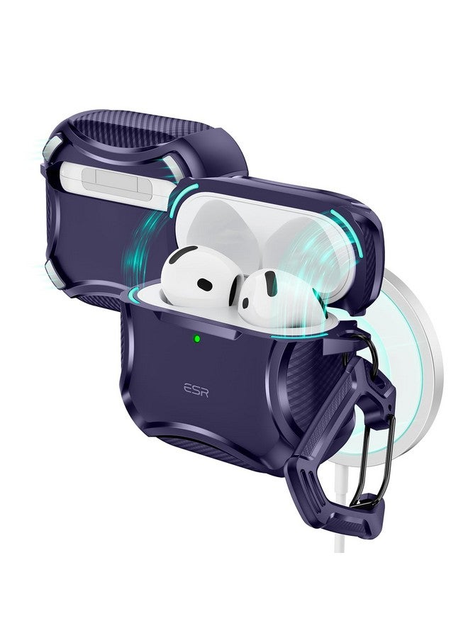 ESR ESR for AirPods 4 Case (HaloLock), Compatible with AirPods 4th Generation Case (2024), Compatible with MagSafe, Powerful Drop Protection, Magnetic Lid, Cyber Series, Purple - Image 1