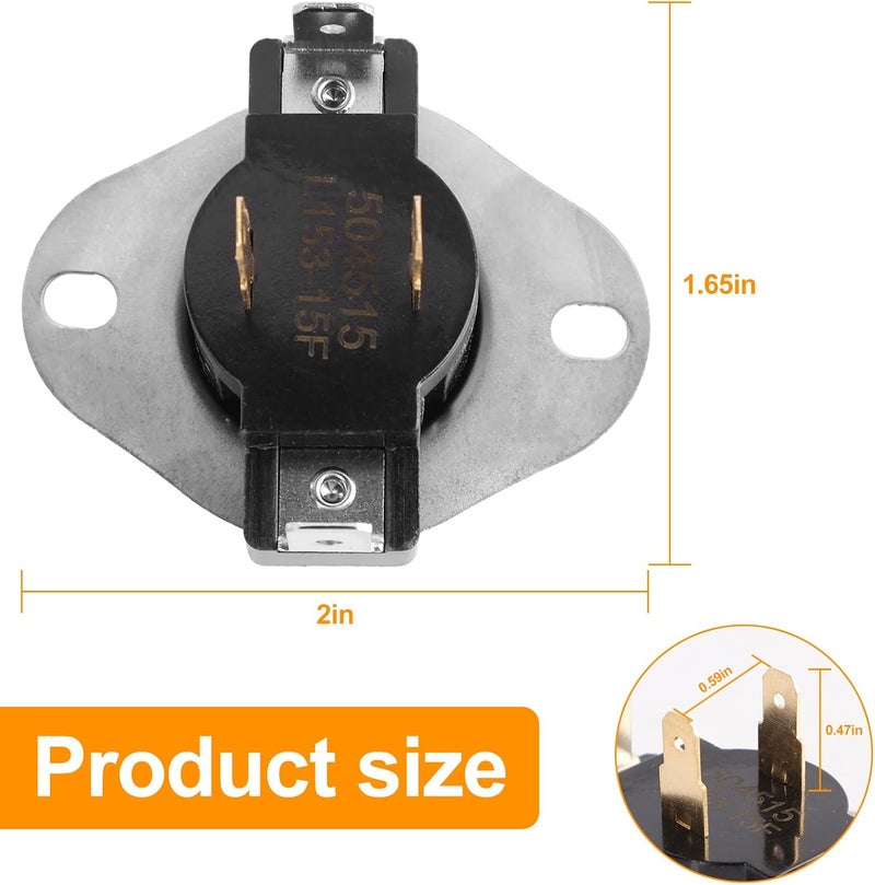 uhzz D504515 Dryer Cycle Thermostat, Washer Thermostat, for Alliance, Speed ​​Queen, Cissell, Huebsch, Lpso, Unimac Washer Dryer Combos Thermal Fuse L153-15F 504515 - Image 3