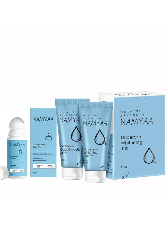 Namyaa Underarm Pigmentation Kit-Underarm whitening kit 100gm with Underarm Roll On 50ml | 4% AHA BHA and 6% Brightening Complex | Reduces Pigmentation & Odour - Keeps Skin Fresh & Clean - Image 1