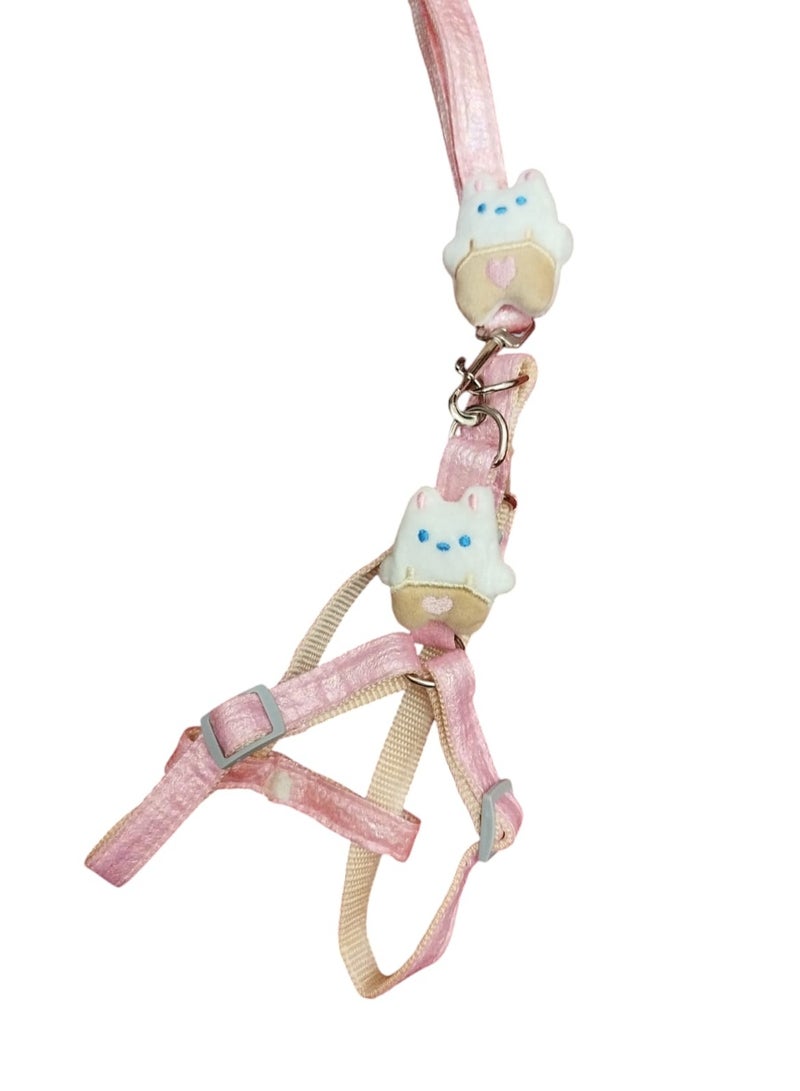 طوق ومقود للقطط سهل الاستخدام شكل جذاب للقطط والجراء البنات - Image 1