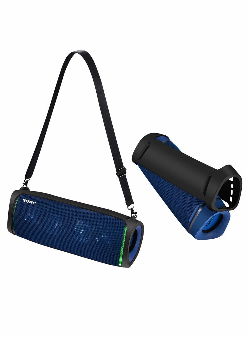 KASTWAVE Silicone Case with Shoulder Strap for Sony SRS-XB43 Extra BASS Speaker, Flexible Carrying Case, Protect Pouch Sleeve, Shockproof and Non-Slip Travel Silicone Protective Cover -Black  - Image 1