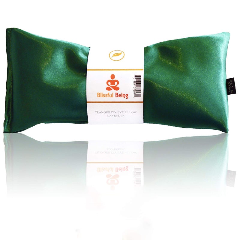 Blissful Being Lavender Eye Pillow Hot or Cold Weighted Satin Eye Mask perfect for Sleeping Yoga Meditation Gifts for Women Birthday Teachers Natural Herbal Relaxation Made in USAEmerald