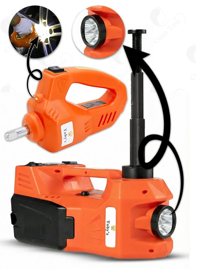 Toby's 5 Ton Electric Hydraulic Car Jack Kit 12V - 4-in-1 Automatic Tire Lift, Impact Wrench, LED Light & Inflator Pump - Portable Tool for SUVs & Trucks in Desert, Off-road & Roadside Emergency Situations - Image 3