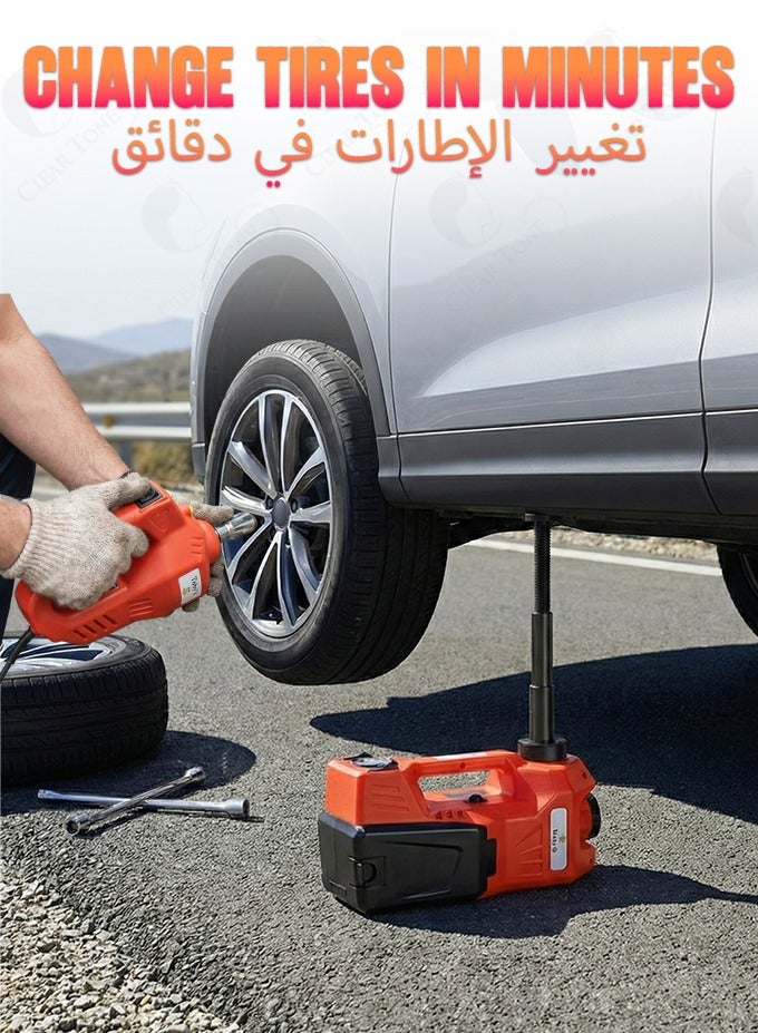 Toby's 5 Ton Electric Hydraulic Car Jack Kit 12V - 4-in-1 Automatic Tire Lift, Impact Wrench, LED Light & Inflator Pump - Portable Tool for SUVs & Trucks in Desert, Off-road & Roadside Emergency Situations - Image 4