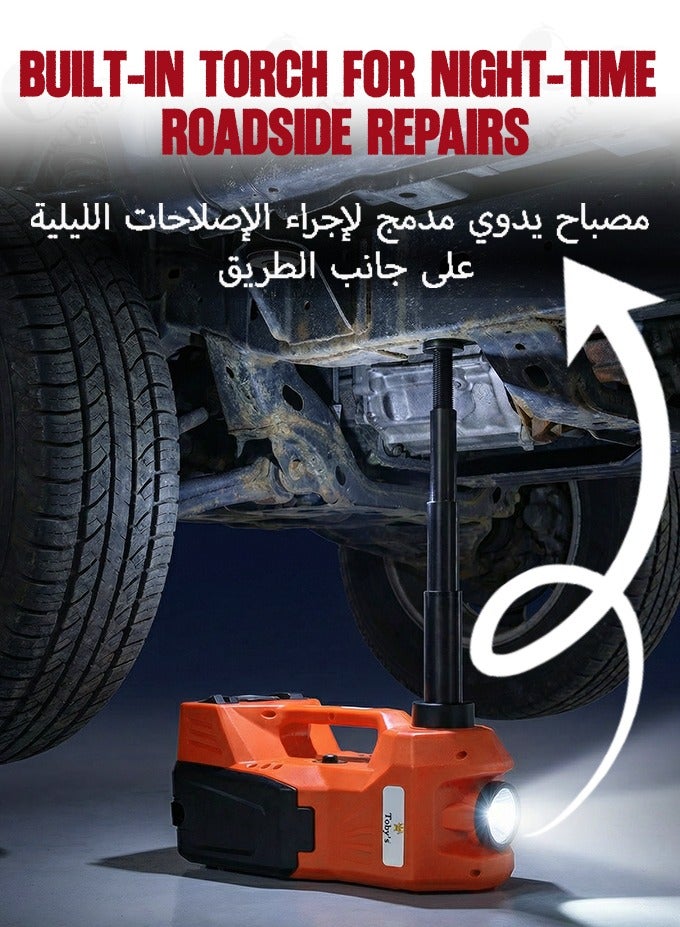 Toby's 5 Ton Electric Hydraulic Car Jack Kit 12V - 4-in-1 Automatic Tire Lift, Impact Wrench, LED Light & Inflator Pump - Portable Tool for SUVs & Trucks in Desert, Off-road & Roadside Emergency Situations - Image 5