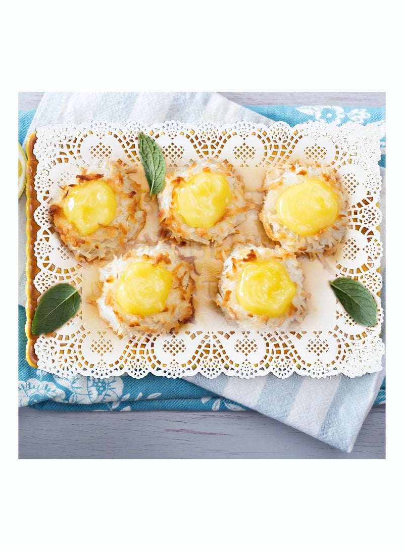 NIBEMINENT 150 Pcs 3 Sizes Rectangle Paper Doilies Lace Placemats Disposable Greaseproof White for Table Wedding Birthday Cakes Desserts Food Decoration - Image 2