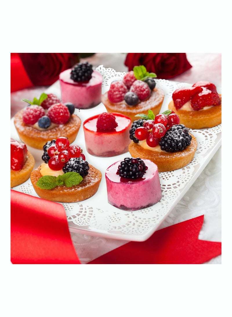 NIBEMINENT 150 Pcs 3 Sizes Rectangle Paper Doilies Lace Placemats Disposable Greaseproof White for Table Wedding Birthday Cakes Desserts Food Decoration - Image 4