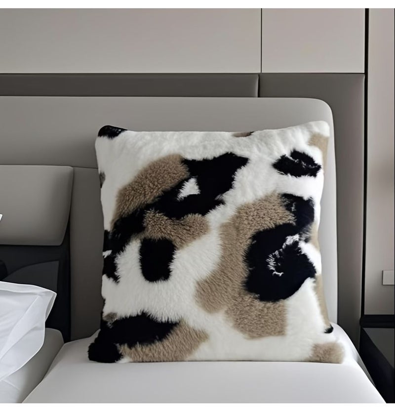 A Modern Faux Rabbit Fur Spotted Plush Throw Pillow 17.72 Inch For Sofa Bedroom Car Decoration Christmas Or Fantasy Decorative With Filling - Image 5