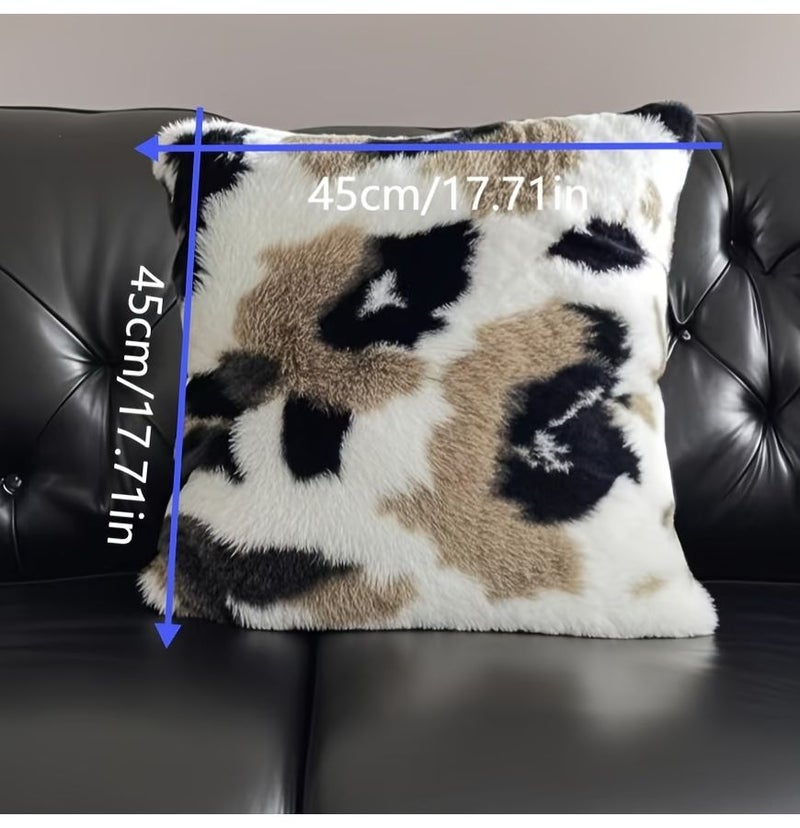 A Modern Faux Rabbit Fur Spotted Plush Throw Pillow 17.72 Inch For Sofa Bedroom Car Decoration Christmas Or Fantasy Decorative With Filling - Image 3