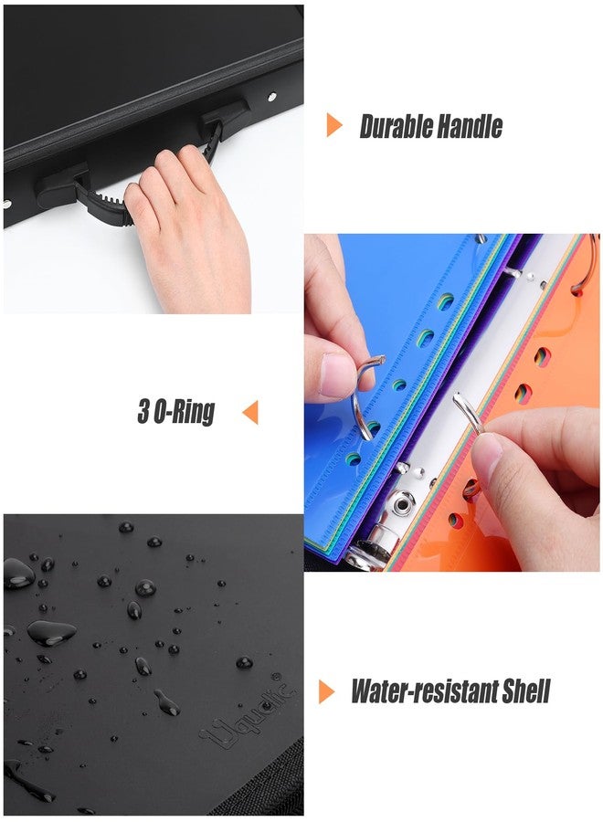 Uquelic Folio Document Organizer, 3 Ring Binder Folio with 12 Colour Pockects for Letter/A4 Size(11" x 8.5"), Portable Document Folder with Handle for Important Documents, Projects and Letters - Image 5