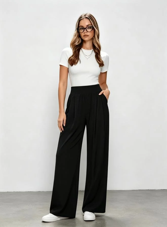 Take Two Active Black High Rise Wide Leg Pants
