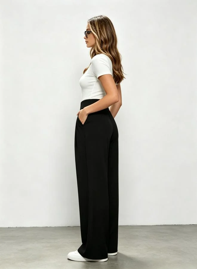 Take Two Active Black High Rise Wide Leg Pants