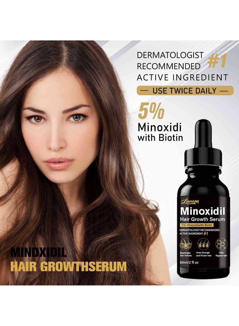 LUNOON 2-PACK Hair Growth Essence Minoxidil 5%, Anti Hair Loss & Hair Growth Nourishing Solution 60ml*2 - Image 2