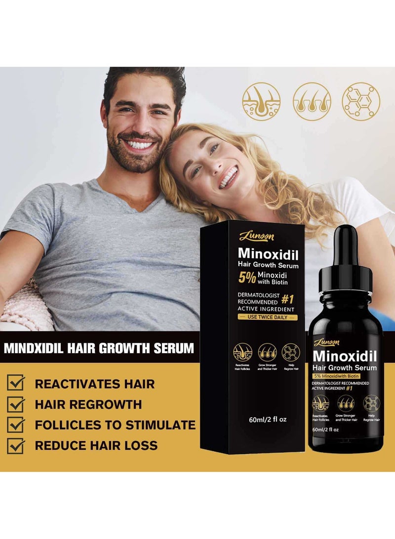 LUNOON 2-PACK Hair Growth Essence Minoxidil 5%, Anti Hair Loss & Hair Growth Nourishing Solution 60ml*2 - Image 3