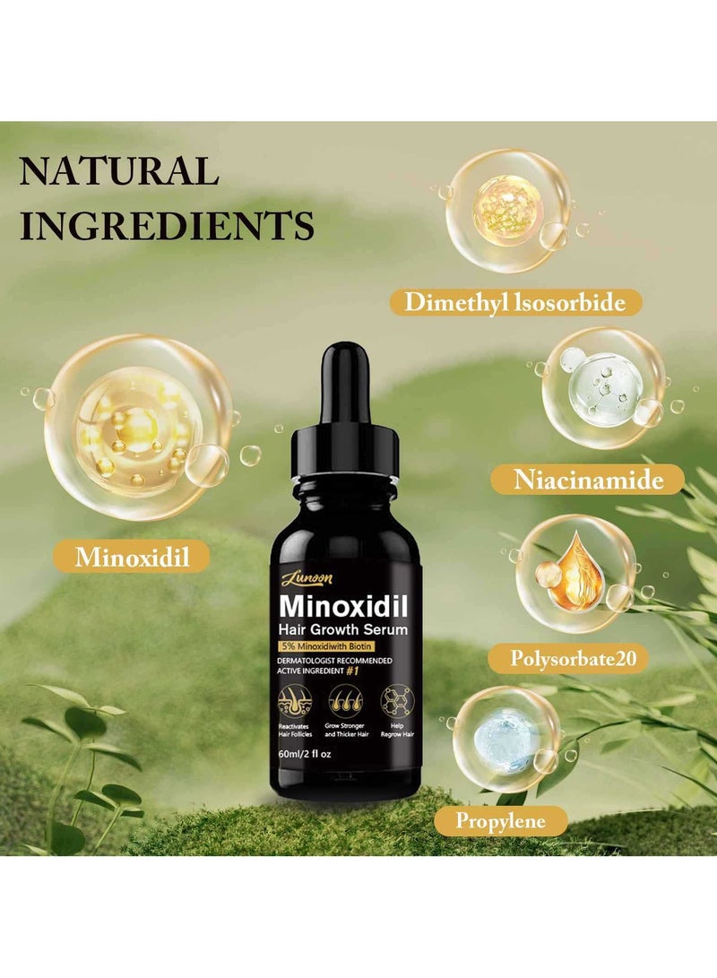 LUNOON 2-PACK Hair Growth Essence Minoxidil 5%, Anti Hair Loss & Hair Growth Nourishing Solution 60ml*2 - Image 4