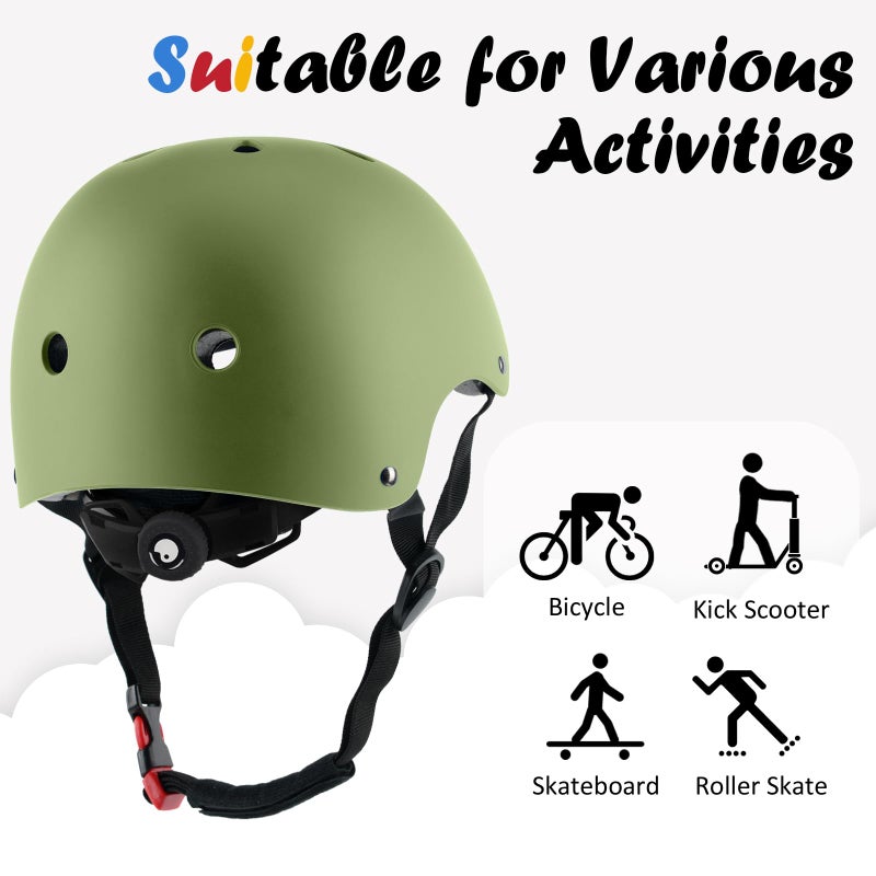 Ouwoer Kids Bike Helmet, Adjustable and Multi-Sport, from Toddler to Youth, 3 Sizes (Olive) - Image 4