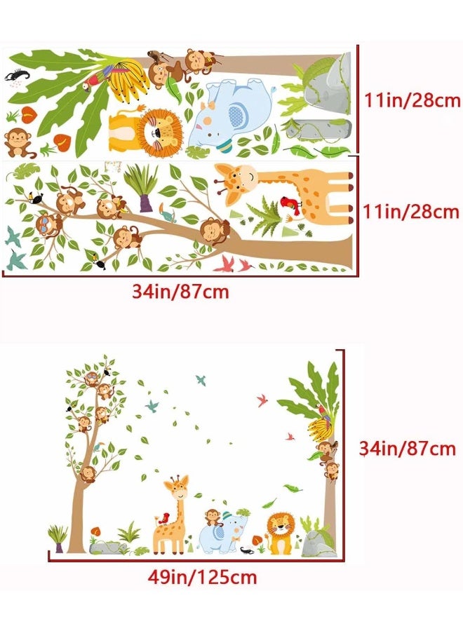 AnFigure Jungle Animal Wall Stickers Giraffe Elephant Lion Wall Decals Forest Monkey Tree Wall Stickers for Kids Girls Boy Baby Room Nursery Playroom Daycare Bedroom Kindergarten Wall Decor - Image 5