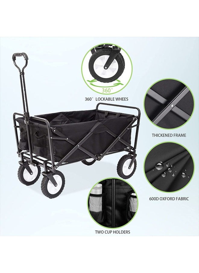 Denzoz - Garden Cart Folding Carriage Outdoor Utility Carriage Garden Shopping Cart Beach Carriage with All Terrain Wheels Max Support 120kg Portable Trailer 600D Oxford 100L - Image 1