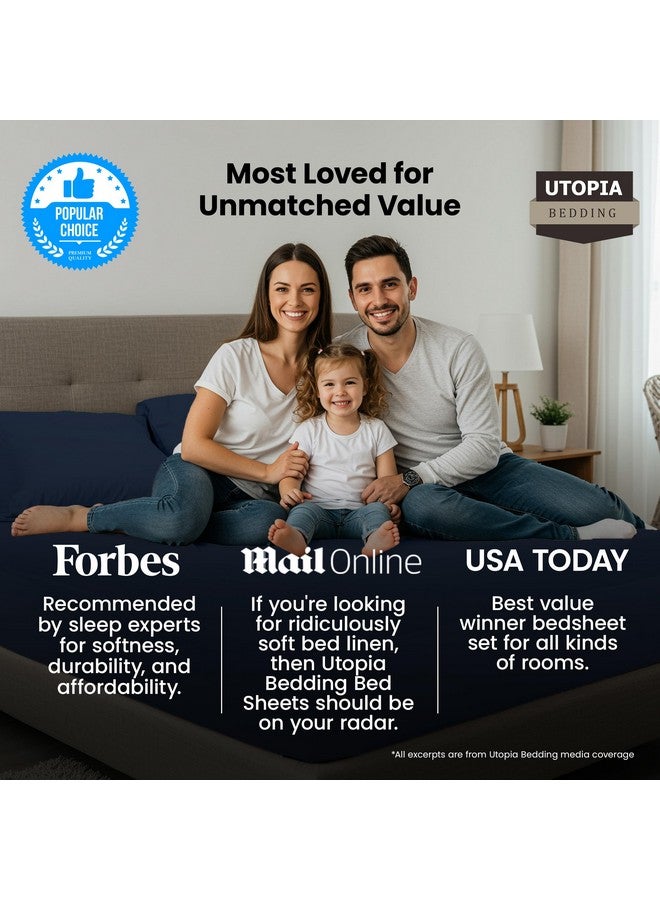Utopia Bedding Twin XL Fitted Sheets - Bulk Pack of 2 Bottom Sheets - Soft Brushed Microfiber - Deep Pockets - Shrinkage & Fade Resistant - Easy Care (Twin XL, Navy) - Image 3
