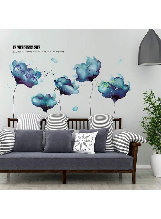 RAINBOW WSK RW-2003 Removeable 3D Blue Dream Flower Wall Stickers DIY Home Wall Decoration Art Decor Wall Decal Peel and Stick Murals for Girls Kids Babys Bedroom Living Room Offices Nursery Bathroom Playroom - Image 4