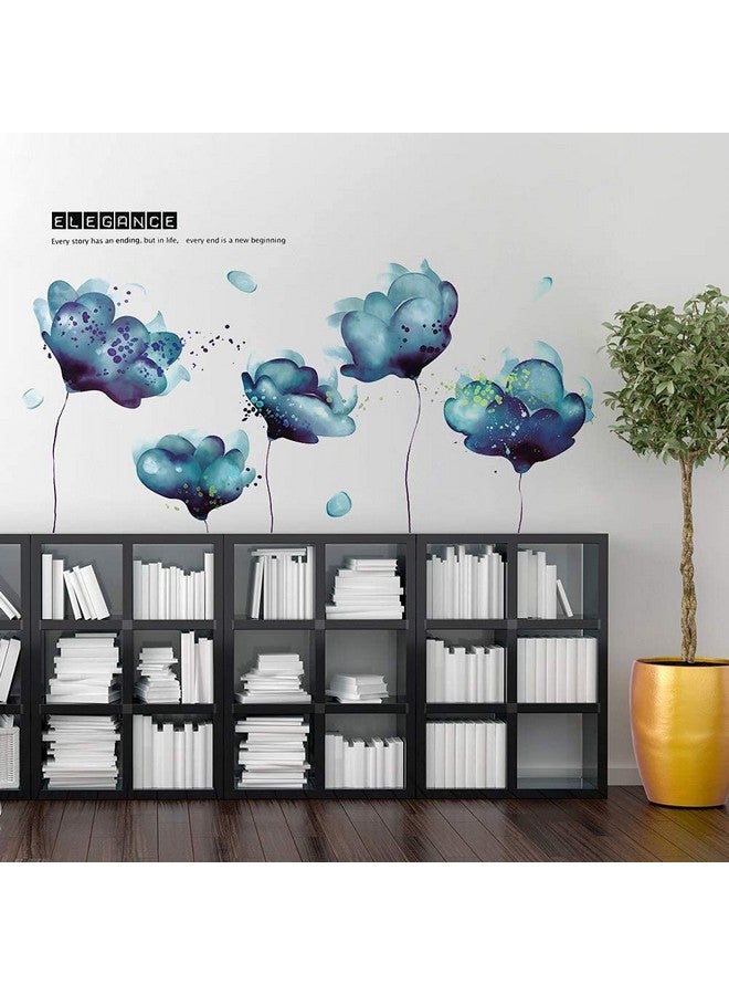 RAINBOW WSK RW-2003 Removeable 3D Blue Dream Flower Wall Stickers DIY Home Wall Decoration Art Decor Wall Decal Peel and Stick Murals for Girls Kids Babys Bedroom Living Room Offices Nursery Bathroom Playroom - Image 5