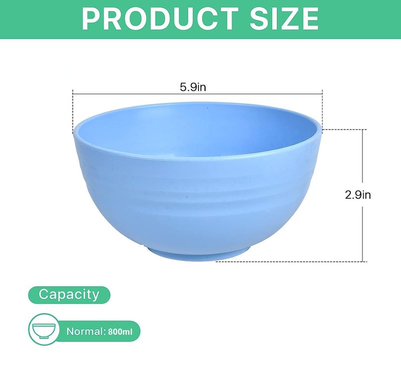 INVOSS Friendly Wheat Straw Fiber Bowls Set of 4, Serving & Mixing Bowls for Soup, Salad, Cereal, Breakfast, Dinner, Serving, etc - Microwave Safe Bowl - 800ml - Image 4