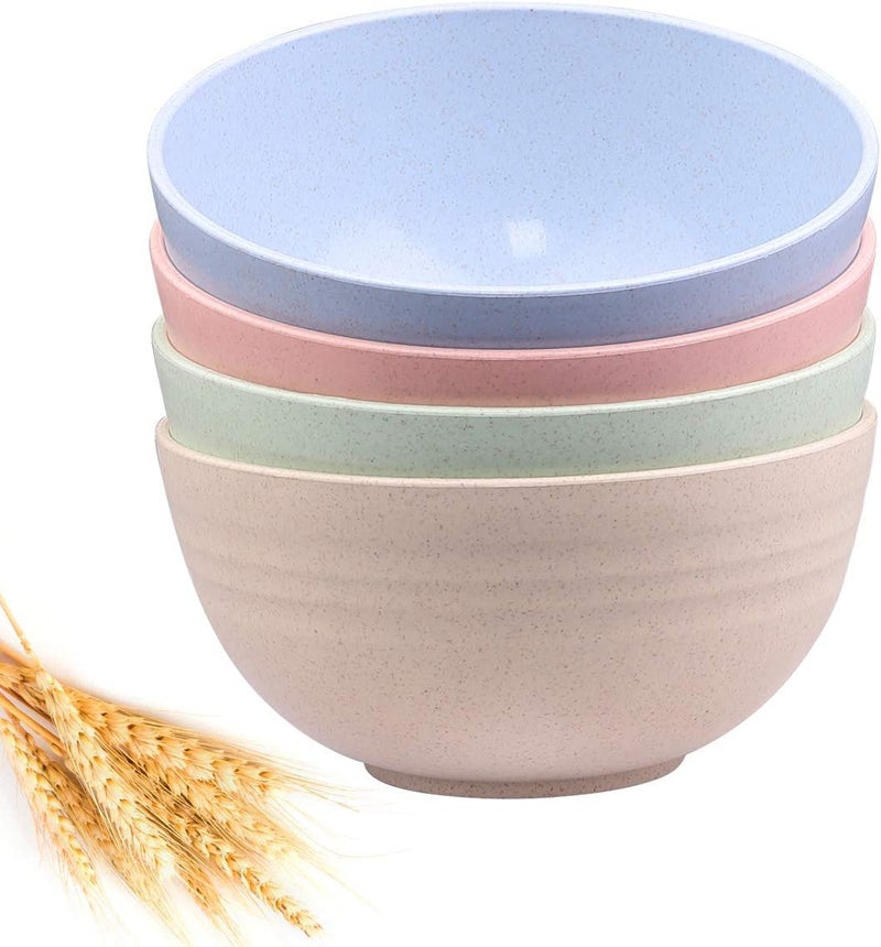 INVOSS Friendly Wheat Straw Fiber Bowls Set of 4, Serving & Mixing Bowls for Soup, Salad, Cereal, Breakfast, Dinner, Serving, etc - Microwave Safe Bowl - 800ml - Image 1