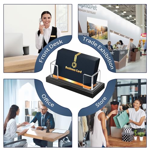 NIUBEE Acrylic Business Card Holder: Clear Plastic Business Cards Display Stand for Desk - Gift Card Organizer for Office 2 Pieces - Image 5