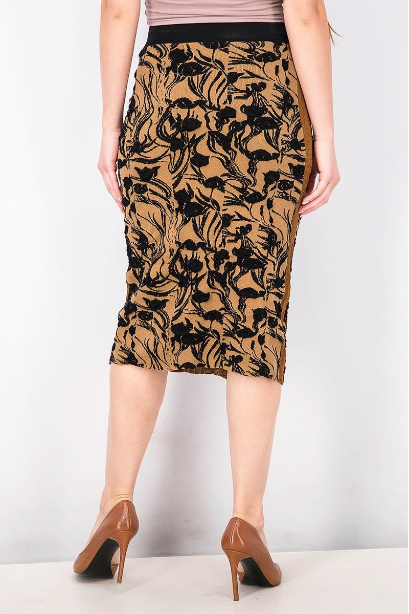 Uterque Women Embroidered Midi Skirt, Brown - Image 3