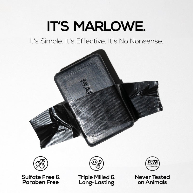 MARLOWE. No. 106 Charcoal Soap 7 oz, Body Bar Soap for Men, Cleansing, Purifying & Hydrating with Natural Extracts, Shea Butter, Olive Oil & Green Tea Extracts, Fresh Woodsy Scent - Image 4
