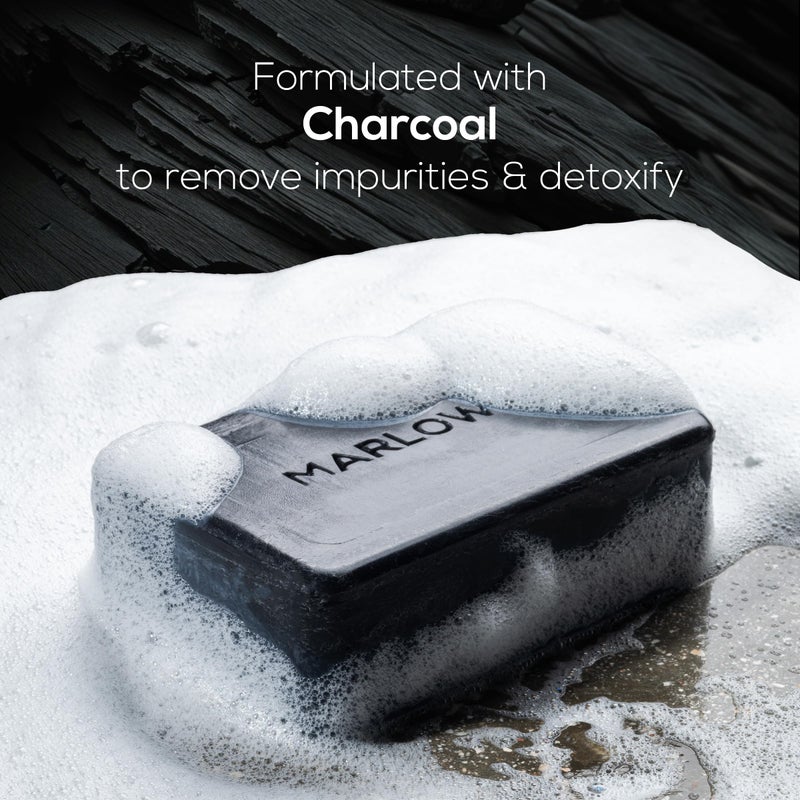 MARLOWE. No. 106 Charcoal Soap 7 oz, Body Bar Soap for Men, Cleansing, Purifying & Hydrating with Natural Extracts, Shea Butter, Olive Oil & Green Tea Extracts, Fresh Woodsy Scent - Image 3
