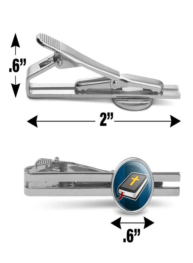 GRAPHICS & MORE Bible with Cross Christian Religious Round Tie Bar Clip Clasp Tack Silver Color Plated - Image 3
