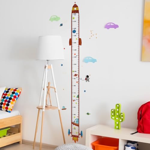 DEKMILE Rocket Self-adheve Vinyl Nursery Wall Decal Baby Growth Chart Sticker for Bedroom Play Room Peel and Stick Kindergarten Height Measure Mural - Image 2