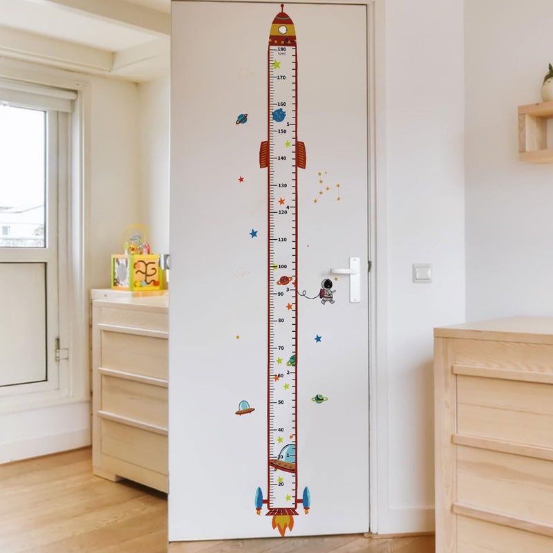DEKMILE Rocket Self-adheve Vinyl Nursery Wall Decal Baby Growth Chart Sticker for Bedroom Play Room Peel and Stick Kindergarten Height Measure Mural - Image 5