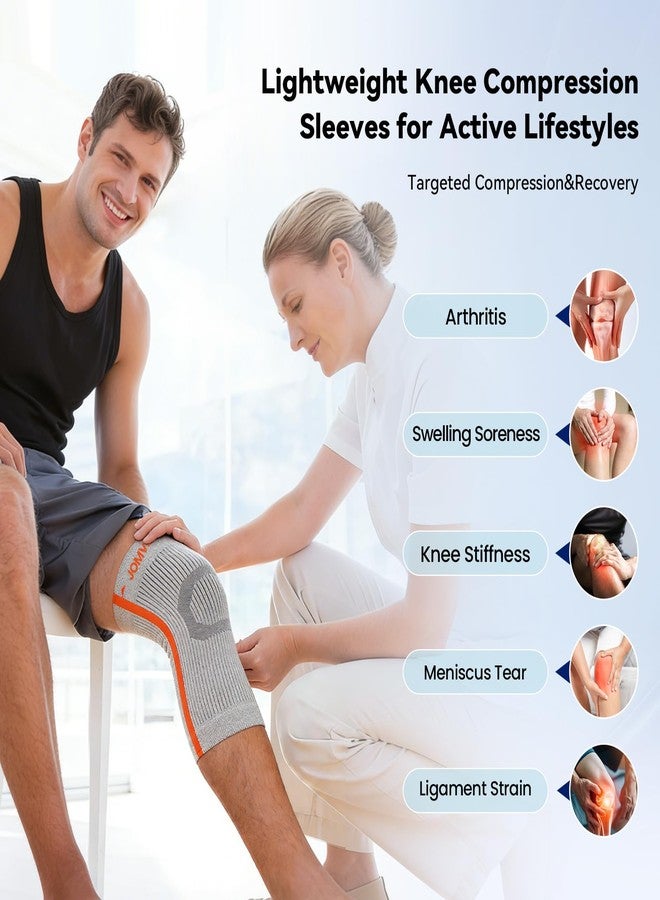 JOMVD Knee Compression Sleeve for Arthritis Pain – Knee Brace for Knee Pain Relief, Meniscus Tear, Inflammation, Circulation, Swelling & Injury Recovery – Anti-Slip Breathable Support for Women & Men,Medium - Image 2