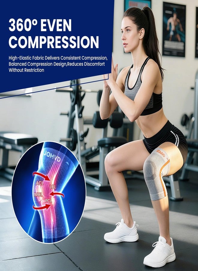 JOMVD Knee Compression Sleeve for Arthritis Pain – Knee Brace for Knee Pain Relief, Meniscus Tear, Inflammation, Circulation, Swelling & Injury Recovery – Anti-Slip Breathable Support for Women & Men,Medium - Image 4