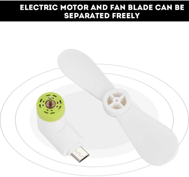 كلاراكو مروحة USB صغيرة محمولة، مروحة يدوية صغيرة بمنفذ Micro USB، هواء قوي واستهلاك منخفض للطاقة لهواتف Android OTG الذكية (أبيض) - Image 3