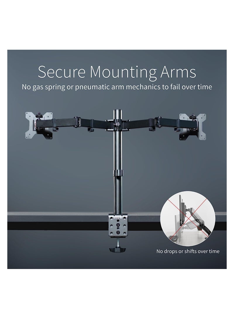 ELTERAZONE Dual Monitor Desk Mount, Heavy Duty Fully Adjustable Stand, Fits 2 LCD LED Screens up to 30 inches, Black, STAND-V002 - Image 4