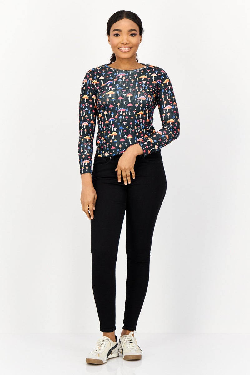 ONLY Women Round Neck Long Sleeve Allover Print Blouse, Multicolor  - Image 3