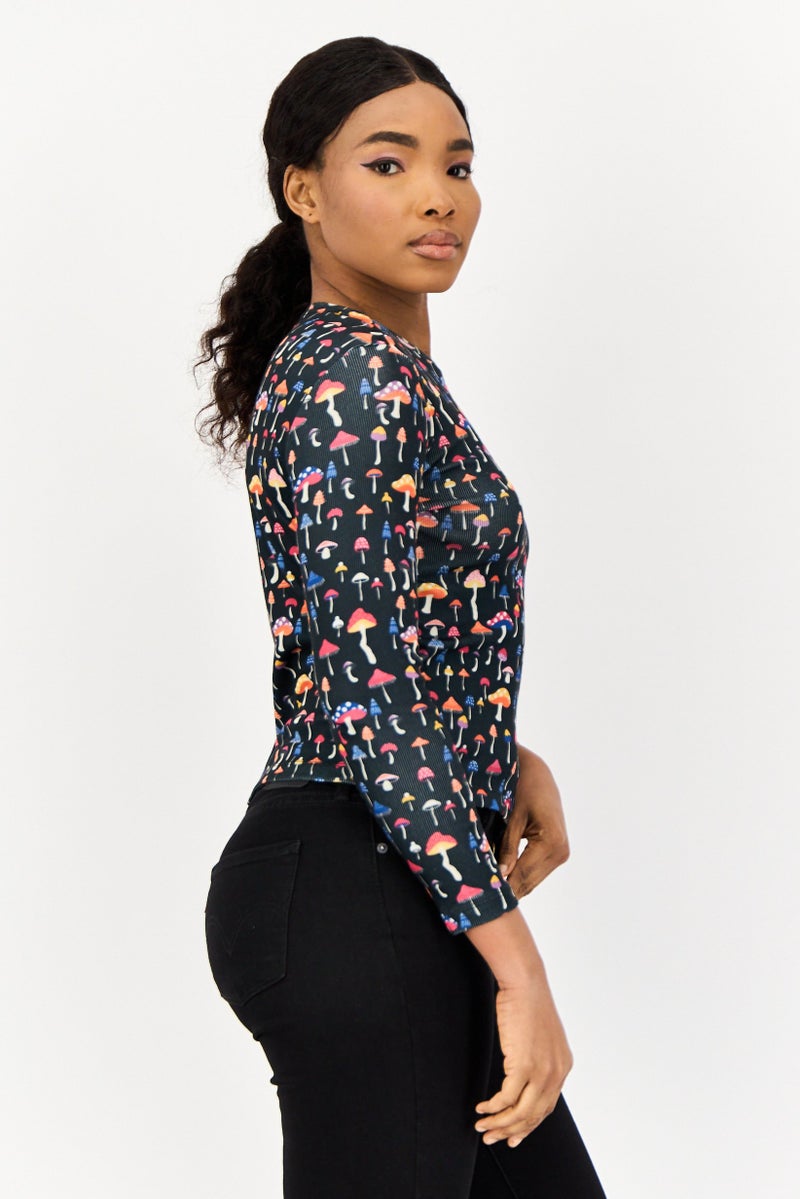 ONLY Women Round Neck Long Sleeve Allover Print Blouse, Multicolor  - Image 2